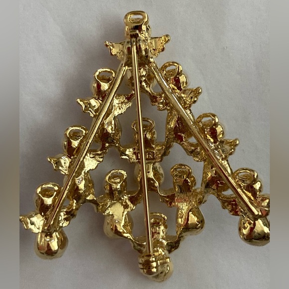 VTG Angel Tree Brooch pearl goldtone - Picture 4 of 8